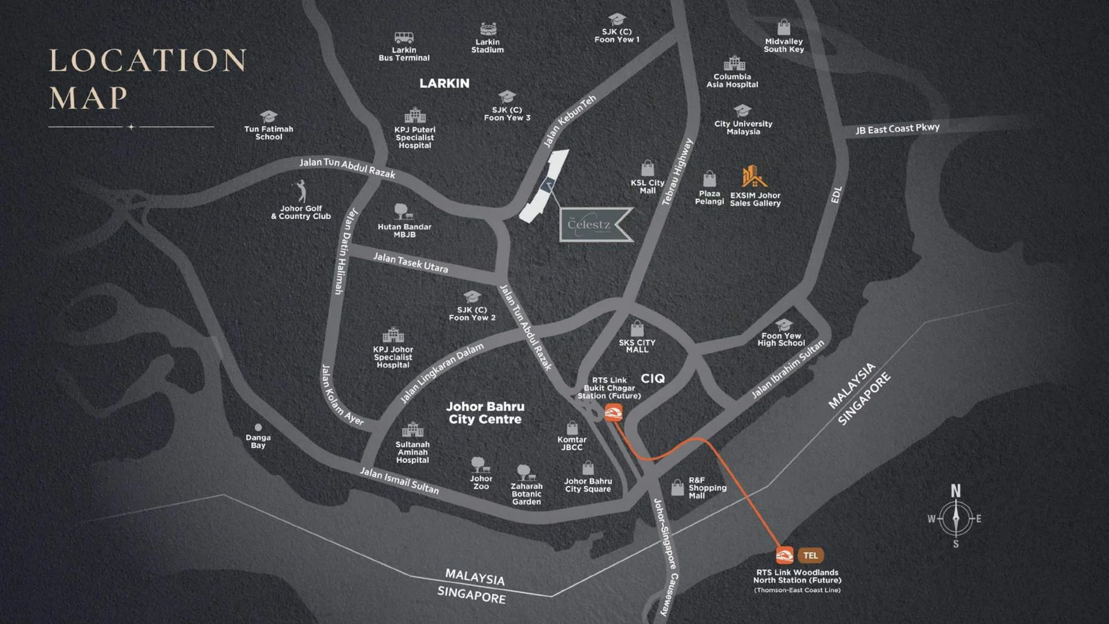 The Celestz location map at Kebun Teh, Johor Bahru