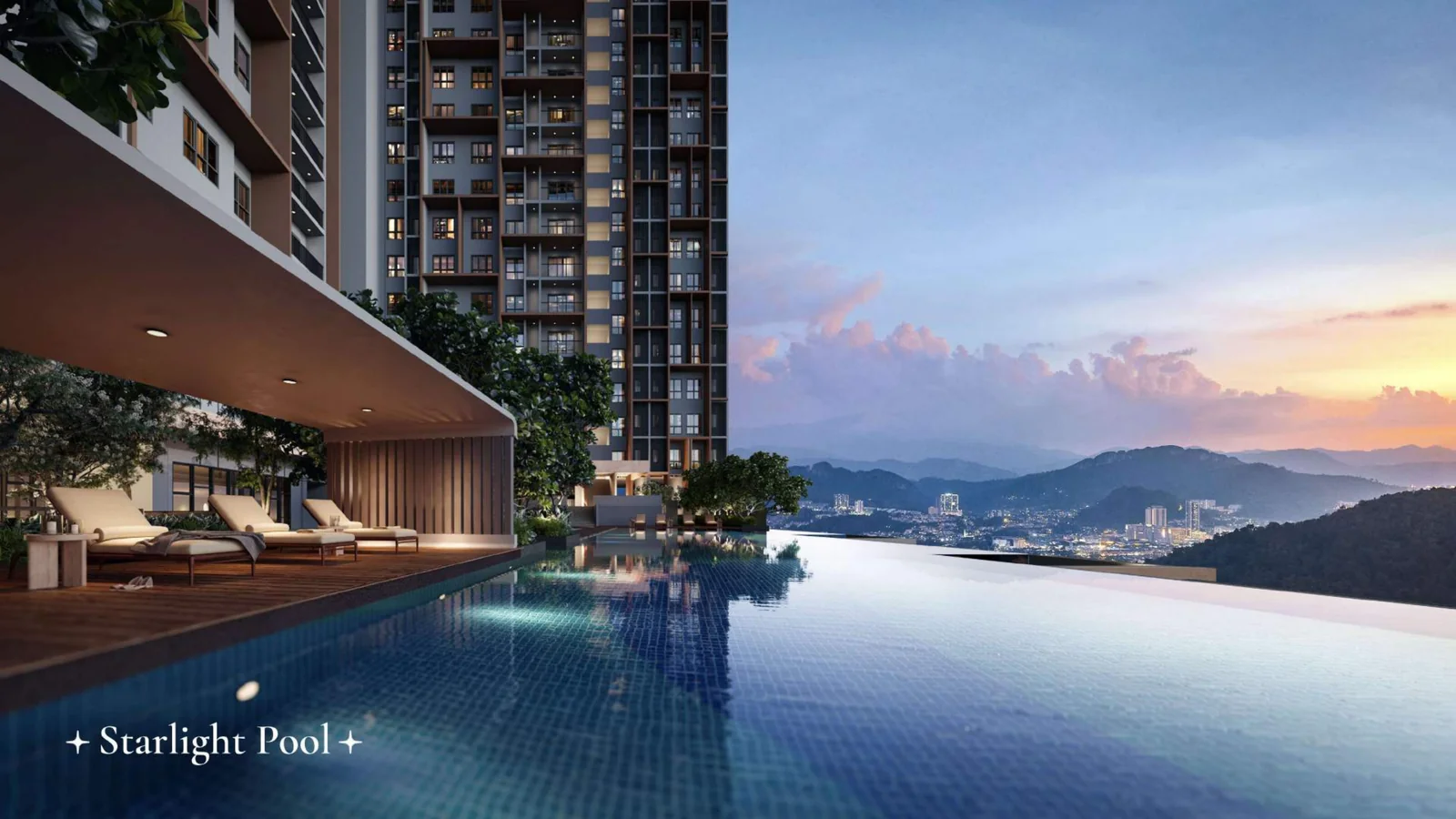 Starlight infinity pool at dusk